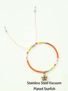 Nuevo conjunto de pulsera con colgante de estrella de mar de cuentas de vidrio bohemio delicado y con capas - Multicolor - Ver 13