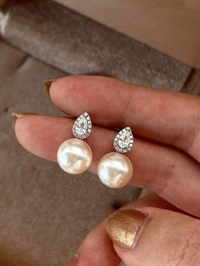 1 đôi bông tai ngọc trai hình giọt nước tinh tế bằng bạc sterling 925, thích hợp để làm vòng tay nữ, trang sức DIY, phụ kiện trang trí hàng ngày, trang sức ngọc trai trang trí cho bé gái.