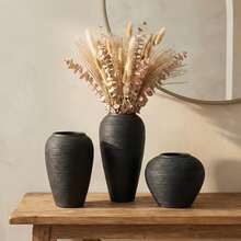 Large Black Vintage Vase, A Tall Floor Vase In A Rustic, Terracotta Style. Suitable For Home Decor, Entryway, Table Setting, Or Housewarming Gift. - Multicolored. - View 4