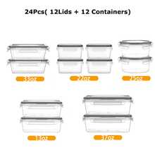 GHQ 24-Piece  (12 Boxes + 12 Lids) With Lid-Sealed Food Storage Containers - Kitchen Storage Boxes, Transparent Meal Preparation Containers, Suitable For Leftovers, Refrigerators, And Food Cabinets - C - View 5