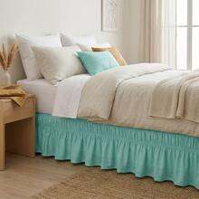 Bed Skirt For Box Spring Bed With 2 Elastic Bands. Delicate, High Quality, Perfect Fit, Elegant, Durable. Available In Various Sizes. - Turquoise Blue - View 1