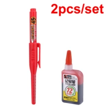 2pcs/Set Creative Multi-Purpose Deep-Hole Marking Pens - Black/Blue/Red, 45mm Long Tip For Quick-Drying Carpentry Marking, Suitable For Construction, Bathroom And Woodworking, Essential Item For Engineers - Multicolor - View 11