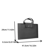 1pc Black 13-14 Inch Leather Laptop Sleeve Bag - Black - View 2