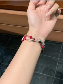 1pc Women's Summer Vacation Style Multifunctional Sparkling Rhinestone Chain Strap, Suitable For Band 8 Pro/9 Pro, 8/8 NFC/9/9 NFC/10/10 NFC, Watch4/Watch5 - Red - View 10