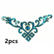 2 Pcs Sequined Applique Embroidery Patches Embroidered Patch Accessory Glitter Flower Diy Clothing Patch - Sequin Embroidered Fabric Patch - View 17