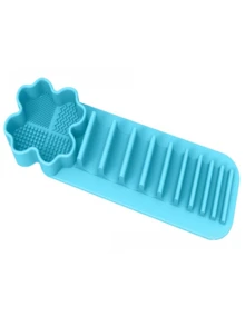 1pc Silicone Makeup Brush Drying Rack 2-In-1 Cleaning And Drying Suction Cup Wall Mounted Makeup Brush Holder Self-Adhesive Cosmetic Tool Storage - Multicolor - View 14
