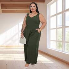 Plus Size Jumpsuit, Oversized Style For Women - Army Green - View 5