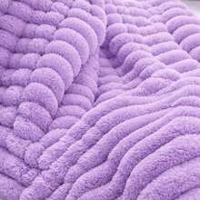 GOLDCASA Double Bed Blanket With Ribbed Relief, 200 X 180 Cm, Various Colors, Hypoallergenic - Lilac Purple - View 3