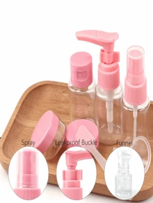 1set/7pcs Travel Bottle Set, Refillable Empty Liquid Containers, Leak-Proof Portable Dispenser Bottles With Toiletry Bag, Clear PP Material Airline Size Cosmetic Containers For Lotion Shampoo Cream Soap, Travel Makeup Case Cream Jar Spray Bottle Pump Bottle, Airplane Travel Accessories Travel Essentials, Mother's Day Gift Travel Containers - Hồng - Xem 11