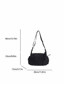 Bolso de hombro para mujer, estilo coreano y japonés, informal y versátil, con lazo, multibolsillos, plegable, correa ajustable, ideal para uso diario, escuela/universidad, sencillo y bonito, plisado, multibolsillos, bolsillo frontal con cordón, estilo Old Money. - Multicolor - Ver 3