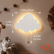 1个/2个装电池供电悬挂式夜灯，星月云朵蝴蝶图案，柔和照明，可独立悬挂或壁挂，是卧室和客厅的理想之选，现代家居装饰礼品，云朵造型灯，卧室照明灯具（不含电池） - 暖白色 - 查看 16