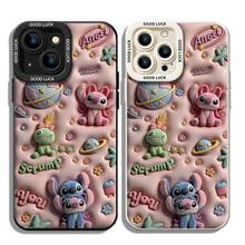 Disney Lilo & Stitch Phone Case, Kawaii 3D Inflatable Plush Effect Stitch, Angel & Scrump Print With Space Planet & "ANGEL" "SCRUMP" Lettering, "GOOD LUCK" Camera Lens Border, Shockproof TPU Protective Back Cover For IPhone 17, 16, 15, 14, 13, 12, And 11 Pro ,Galaxy S22 ,S23,S24,S25 Models. A Fun Gift For Family, Friends, Birthdays, Holidays, And Special Occasions. - 白色 - 查看 5