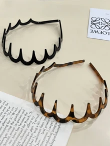 U-Shaped Reversible Korean Style Tooth Comb Headband, Boosts Top Of Head To Slim The Face, Non-Slip Tooth Hair Hoop, Unisex Versatile Hair Accessory, Simple Daily Hairband For Face Washing, Comfortable Non-Slip Styling Tool - Multicolor - View 5