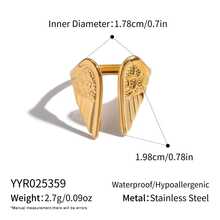 Nhẫn hở hình cánh thiên thần bằng thép không gỉ chất lượng cao, mạ vàng 18K, phụ kiện đeo ngón tay thanh lịch và đa năng. - Nhiều màu - Xem 8