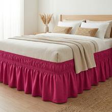 Bed Skirt For Box Spring Bed With 2 Elastic Bands. Delicate, High Quality, Perfect Fit, Elegant, Durable. Available In Various Sizes. - Hot Pink - View 1