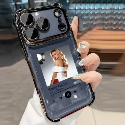Funda de teléfono personalizada con imagen, funda de teléfono con imagen de lista de reproducción personalizada, personaliza tu funda de teléfono Eternal, funda de teléfono Eternal, funda de teléfono personalizada, funda de teléfono para pareja, funda de teléfono para el Día de San Valentín, personaliza tu funda de teléfono con imagen clara, funda de teléfono de moda para otoño/invierno, funda TPU con esquinas doradas reforzadas y airbag anti-caída adecuada para Samsung