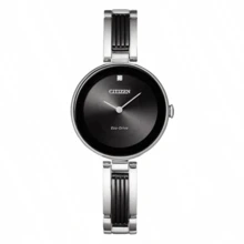 CITIZEN EX1538-50E 女士驾驶腕表，不锈钢双色手镯式表带，时尚黑色表盘，适合作为生日、周年纪念日或情人节礼物送给女友、妻子或姐妹。 - 銀色 - 查看 8