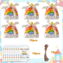 10/20 pièces Boîtes-cadeaux pour la fête de la rentrée scolaire avec étiquettes-cadeaux. Conception de nuages et arc-en-ciel de dessin animé. Boîtes d'emballage cadeaux en papier pour la première journée de la rentrée, anniversaire, baby shower, décorations de fête - Arc-en-ciel - Voir 9