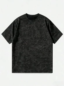 Women's Fashionable Washed Loose Short Sleeve T-Shirt | Exquisite Design | Summer Essential | Easy To Match | Showcase Your Style - Black - View 2