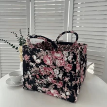 Large Capacity Fabric Storage Baskets Laundry Baskets With Easy Carry Handles Laundry Hampers - Black Floral Print 8008 - View 2