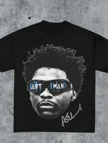 Vintage 90s Anthony Edwards ANT Man Graphic Tee |   Star Basketball Streetwear Shirt - 黑色 - 查看 14