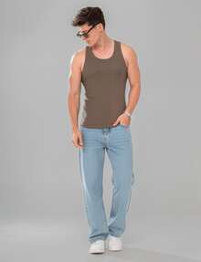 Denim Baggy Wide Leg Balloon Pants, Light Blue Marbled, 100% Jeans For Stylish Men's Casual Streetwear, Easy Adjustment - Màu xanh bụi bặm - Xem 6