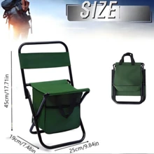 Portable Folding Moon Chair With Backrest, Lightweight Outdoor Folding Chair With Cooler Bag, Camping Chair, Beach Fishing Chair - Multicolor - View 2