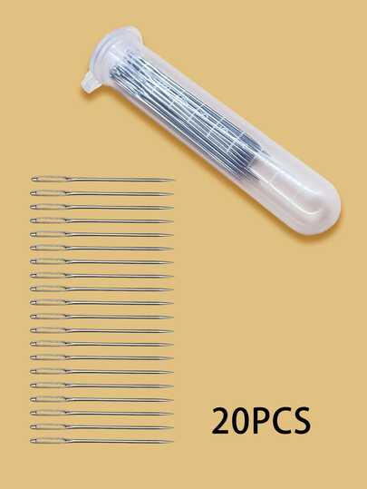 20支瓶装绣花针，大眼缝纫针，适用于丝带绣，穿线方便，不易勾丝或开线，瓶装收纳，适用于丝绸、缎面、花卉工艺品、DIY手工制作，适合初学者和高手使用。