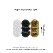 15pcs Black & Gold Party Decorations, Black & Gold Paper Lanterns And Pom Pom Flowers, Suitable For Birthday Party, Graduation Ceremony, New Year Party Decor - Black, Gold and White Lantern Set - View 7
