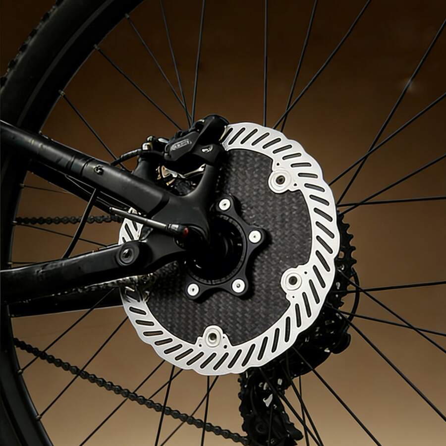 1个140mm碳纤维自行车碟刹盘片，超轻高强度碟刹片，适用于山地车和公路车骑行配件