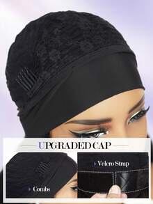 26 Inch Synthetic Glueless Half Head Wig With Black Headband, Suitable, Curly Straight Hairstyle, Easy To Wear - Black - View 7