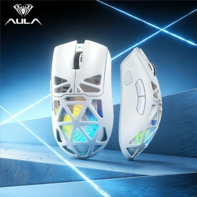  AULA SC620 Wireless Mouse Tri-Mode E-Sport Game Mouses Ergonomics Lightweight Office Mouse With RGB Light Streaks Fashional Design Laptop PC Tablet Bluetooth 2.4G Rechargeable FPS Original Aula Gaming Mouse