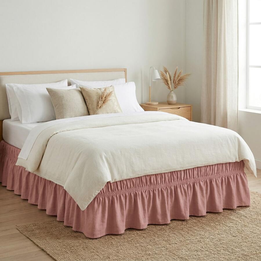 Bed Skirt For Box Spring Bed With 2 Elastic Bands. Delicate, High Quality, Perfect Fit, Elegant, Durable. Available In Various Sizes. - Rosa - 查看 1