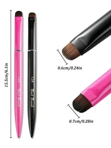 1/2/4Pcs 3-In-1 French Manicure Brush Set, Nylon Bristle Nail Brushes For Gel & Acrylic Nails, Precise Cleaning, Polish Application, Salon Home Manicure Tools - Multicolor - View 5