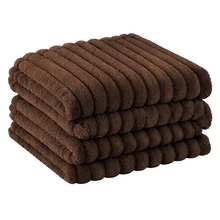 GOLDCASA Double Bed Blanket With Ribbed Relief, 200 X 180 Cm, Various Colors, Hypoallergenic - Rust Brown - View 1