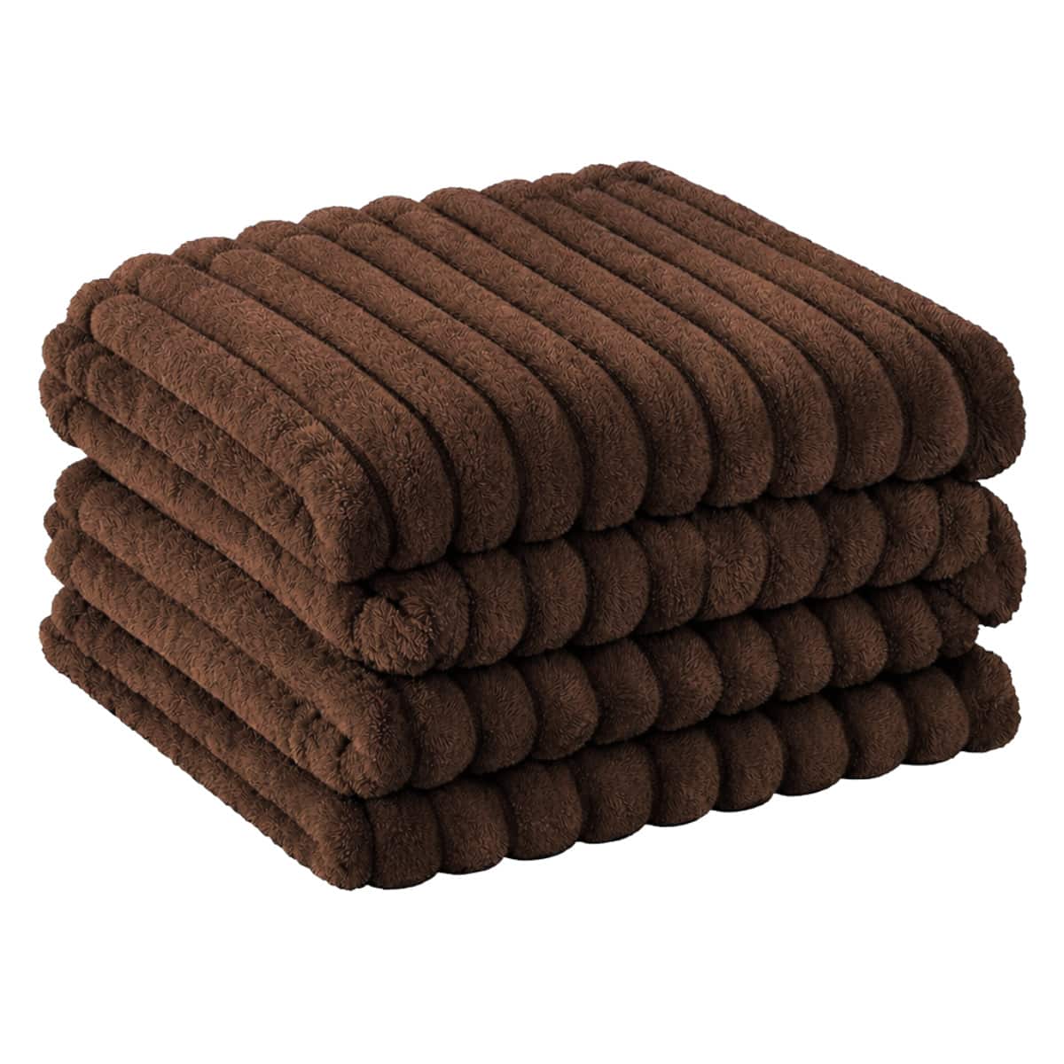 GOLDCASA Double Bed Blanket With Ribbed Relief, 200 X 180 Cm, Various Colors, Hypoallergenic - Rust Brown - View 1