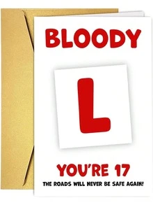 1pc 17th Birthday Card - Bloody L - Funny Learning To Drive Gift Suitable For Teenage Boys, Girls, Son, Daughter, Sibling, Nephew, Niece - View 6