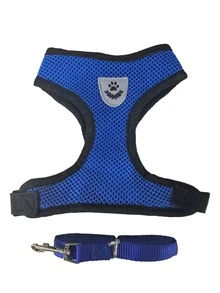 1 Set HUITAIYANG All-Season Pet Leash And Harness Set, Comfortable Breathable With Reflective Strips And Mesh Design, Lightweight Non-Choke Adjustable Leash And Harness Set For Medium & Small Dogs And Cats (Recommend Sizing Up) - Blue - View 12