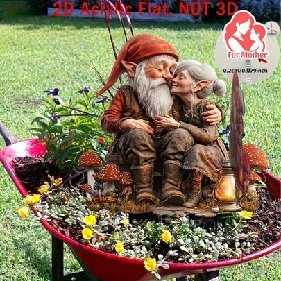 2D Acrylic Flat Garden Outdoor Decor, Suitable For Planters, Lawns And Backyards - Perfect For Mother's Day, Father's Day, Birthday Or Housewarming Gifts, Vibrant Color Details
