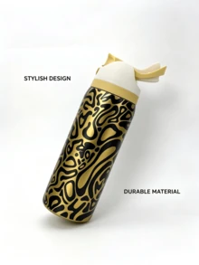 Owa Laa Golden Leopard Print Large Capacity Stainless Steel Water Bottle, 32oz/945ml With Straw, Exquisite Look, Double Wall Insulated For Hot&Cold Drinks/Iced Water, For Leisure Work Sports Indoor Outdoor, Ideal For Students Office Workers, Perfect Gift Choice - 金色 - 查看 4