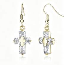 1 chiếc dây chuyền thép không gỉ với mặt dây chuyền hình thánh giá, thiết kế thời trang, đa năng, sang trọng, thanh lịch, thích hợp làm quà tặng trang sức. - Thập tự vàng - Xem 7