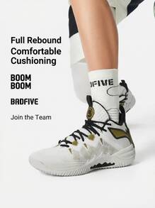 Sepatu Basket Profesional Pria LI-NING BADFIVE STORM, Sepatu Sneaker Outdoor Tahan Aus dengan Bantalan Penuh ABFV017 - Putih - View 3