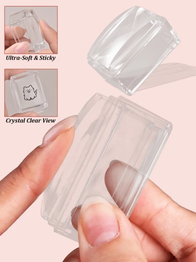 Bộ dụng cụ dập móng nghệ thuật bằng silicon trong suốt kèm dụng cụ gạt - Dụng cụ dập móng kiểu Pháp trong suốt cho việc tự làm móng tại nhà và tiệm làm móng.