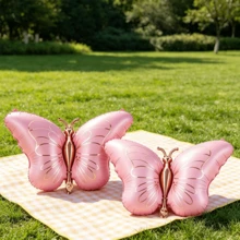 2 Stück 35-Zoll matte Schleifenballons, rosa Schmetterling Folienballons, große bunte Schmetterling Folienballons, geeignet für Schmetterlings-Themen Geburtstagsfeiern, Baby-Duschen, Hochzeitsdekoration, Abschlussfeier Dekoration, Raumdekoration, Szenenbild - Rosa - Übersicht 7
