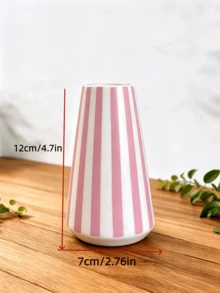 1个条纹迷你花瓶，12厘米小花瓶，触感柔和，多种颜色可选，简约桌面装饰，适合客厅和卧室 - 多 色 - 查看 4