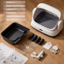 DEVOKO 90L Large Capacity Cat Litter Box Cat-Friendly Litter Box With Integrated Protection APP-Controlled Monitoring With Automatic Cleaning Solids Aromatherapy Deodorization Function Includes Litter Scoop And Filter Grid - White - View 8
