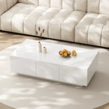 Couchtisch, High-Wohnzimmertisch Mit Push-Pull-Aufbewahrungsstruktur, Doppelseitigen Schubladen - trắng - Xem 1