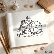 GDTME Soccer Series: A Cute And Fun Soccer Series Coloring Book For Students, 24 Pages Of Simple And Unique Doodles, Stress Relief, Soccer Support, Pearlescent Cover, Thick Paper, Stationery, World Cup, Back-To-School Season, Birthday Gift, Gift For Women, Adult Coloring Book. - Football Series - View 3