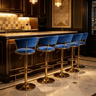 Lot de 6 Tabourets de Bar, Réglables en Hauteur, Surface en Velours, Siège Pivotant à 360°, Chaises de Cuisine Repose-Pieds, Plusieurs couleurs disponibles