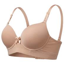 Sutiã Feminino Com Bojo Sutia Reforçado Confort Sustentaçao Levanta Seios Soutien Sutien Poliamida Sutian Nacional Poliamida Sutiã push-up Elástico suporte alto Sutiã Feminino Com Bojo Liso - Bege - Visão 12